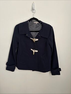 GAP Navy Toggle Pea Coat with Striped Lining